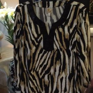 JM Collection Leopard design blouse